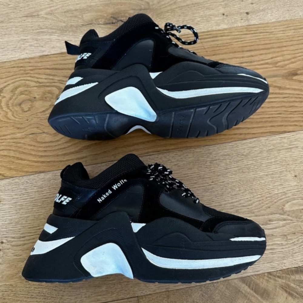 Naked Wolfe Style Track Platform Sneakers in Black & white - Picture 6 of 6